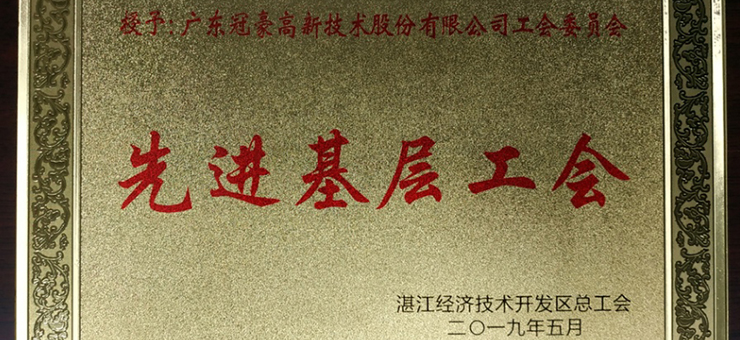 冠豪高新工会获评湛江开发区2018-2019年度“先进基层工会”荣誉称号